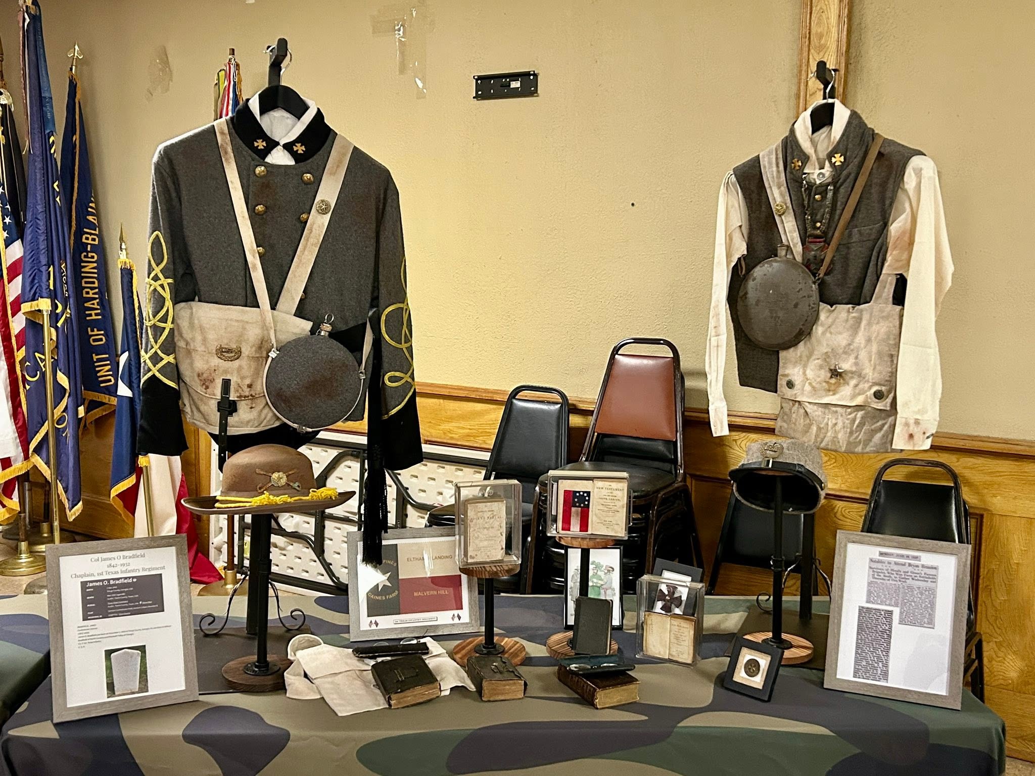 Civil War uniforms and artifacts